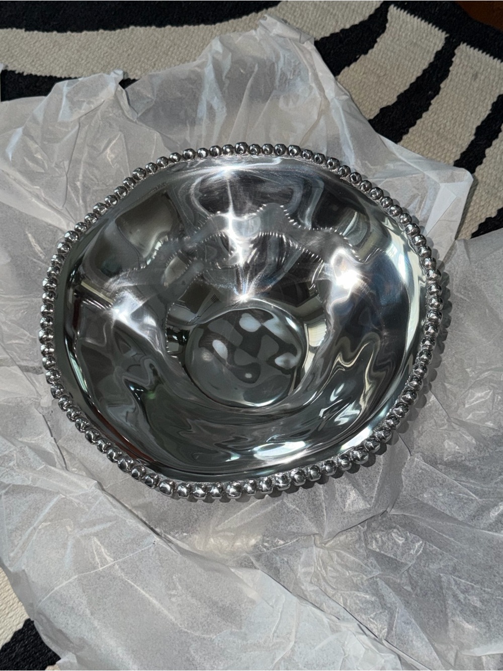 Lenox Silver Beaded Rim Serving Bowl